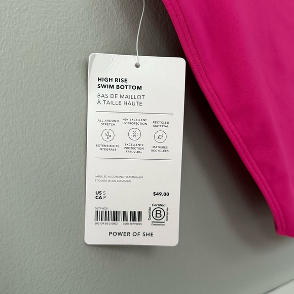 NWT Athleta High Rise Swim Bottom in Pop Pink - Picture 8 of 8